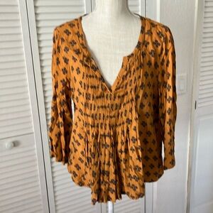 Anthropologie Mustard Floral Blouse
